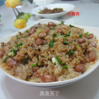 香蒸花生肉末糯米饭的做法步骤：8