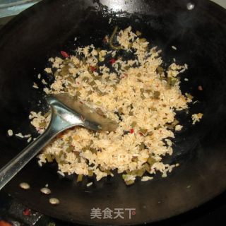 咸豆角蛋液炒饭的做法步骤：6