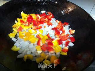双椒炒藕丁的做法步骤：5