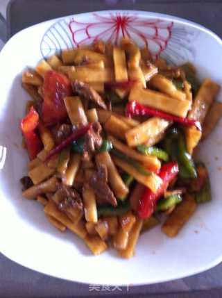 干煸牛肉炒面的做法步骤：8