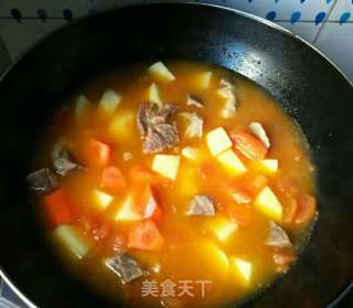 番茄土豆烧牛腩的做法步骤：10