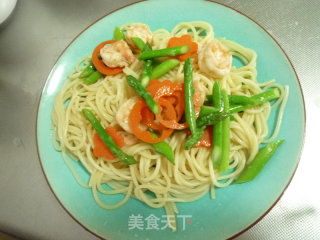 鲜虾芦笋意大利面的做法步骤：14