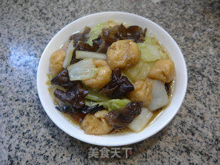 黑木耳油面筋炒白菜的做法步骤：10