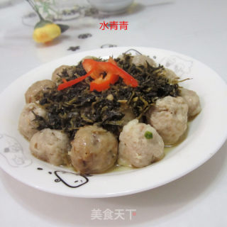干梅菜蒸丸子的做法步骤：7