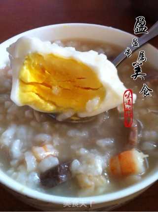 瘦肉鲜虾窝蛋粥的做法步骤：15