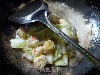 虾味球炒白菜的做法步骤：10