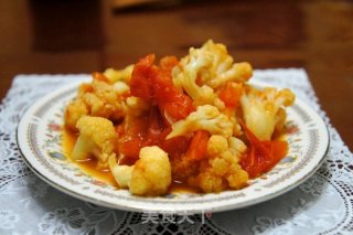 番茄炒菜花的做法步骤：7