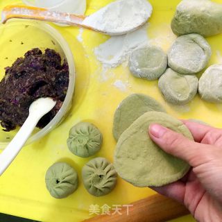 抹茶生煎包的做法步骤：2