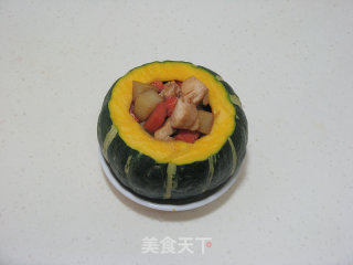 鸡丁什锦南瓜盅的做法步骤：7