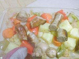 烤香肠时蔬的做法步骤：6