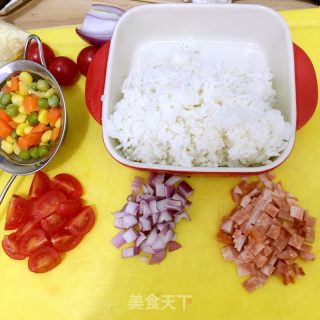 培根番茄焗饭的做法步骤：2