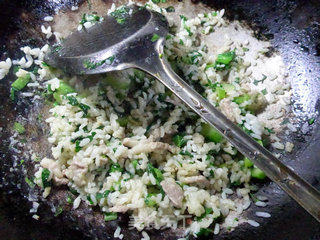 肉丝菜芯炒饭（咖喱味）的做法步骤：11