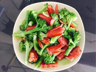 西兰花炒火腿的做法步骤：6
