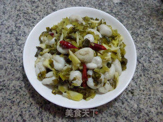 雪菜笋尖炒目鱼蛋的做法步骤：12