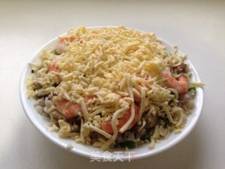 培根虾仁芝士焗饭的做法步骤：6