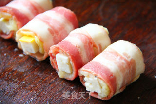 培根薯泥鱼糕卷，美味料理轻松做的做法步骤：5