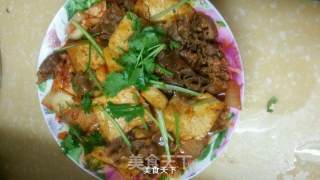 韩式泡菜肥牛锅塌豆腐的做法步骤：6