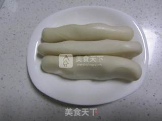 荠菜肉丝炒年糕的做法步骤：1