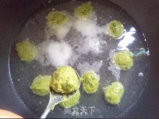 韭香翡翠肉丸的做法步骤：9