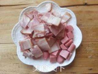 培根菠萝炒饭的做法步骤：3
