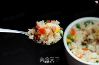 沙拉酱培根炒饭的做法步骤：12