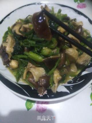 香菇爆翡翠（菠菜）的做法步骤：12