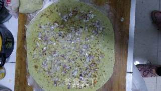 豆渣咖喱葱油饼的做法步骤：2