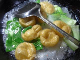 油面筋青菜冬瓜汤的做法步骤：4