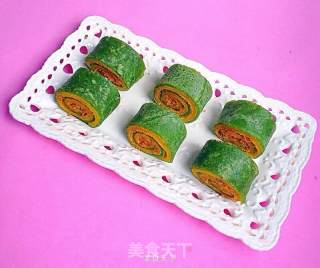 翡翠肉松卷的做法步骤：9