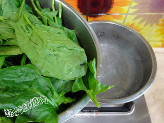 鸡蛋炸酱菠菜面的做法步骤：2