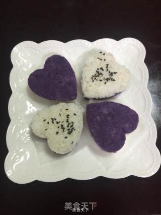 双色紫薯饭团的做法步骤：5