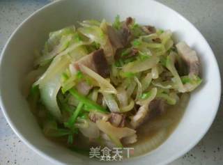 五花肉炒角瓜圆葱的做法步骤：3