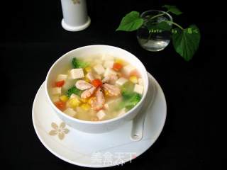 五彩南极磷虾豆腐羹的做法步骤：7