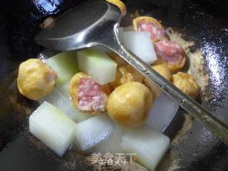 肉面筋烧冬瓜的做法步骤：4