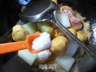 肉面筋烧冬瓜的做法步骤：7