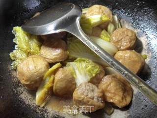 娃娃菜煮肉面筋的做法步骤：12