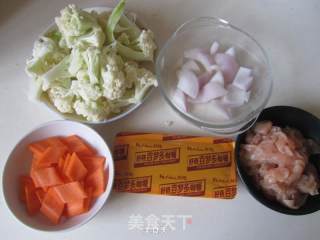 咖喱鸡片菜花的做法步骤：1