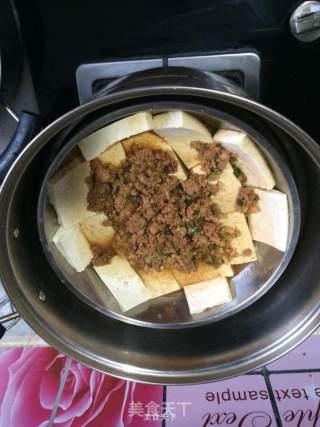 榨菜肉末蒸豆腐的做法步骤：7
