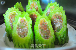 夏季吃苦菜---肉末苦瓜盅的做法步骤：6