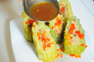 夏季吃苦菜---肉末苦瓜盅的做法步骤：11