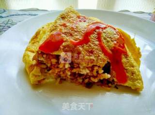 白蘑酱茄汁蛋包饭的做法步骤：9