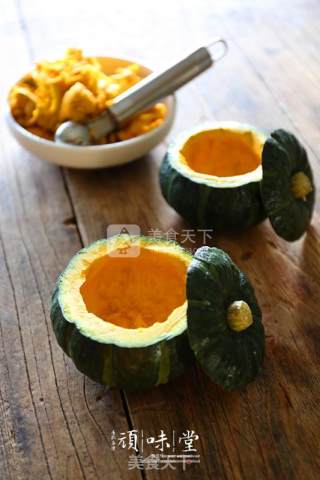 有机南瓜小米腊肉盅的做法步骤：4