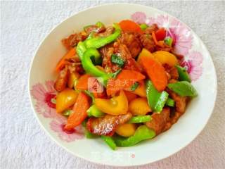 双椒炒肉片的做法步骤：6