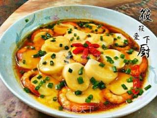 滑嫩玉子豆腐蒸虾仁的做法步骤：12