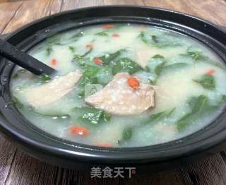 粥底枸杞叶猪肝汤的做法步骤：13