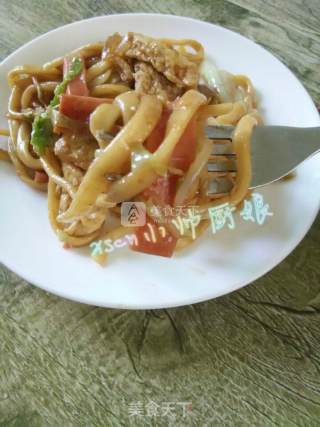 香肠甘蓝炒面的做法步骤：7