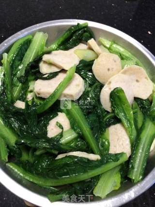 肉丸炒油麦菜的做法步骤：6