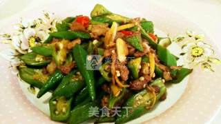 肉沫炒秋葵的做法步骤：9