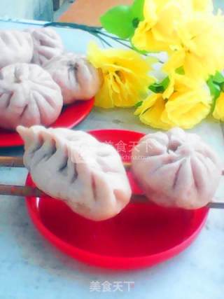 紫薯韭菜肉馅包子的做法步骤：9