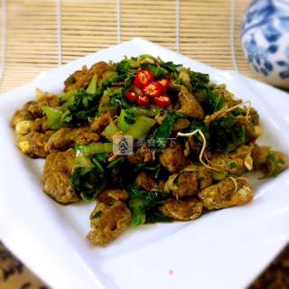 小白菜炒秋蚕的做法步骤：8